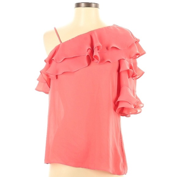 Parker Tops - Parker Vibrant Coral one shoulder blouse